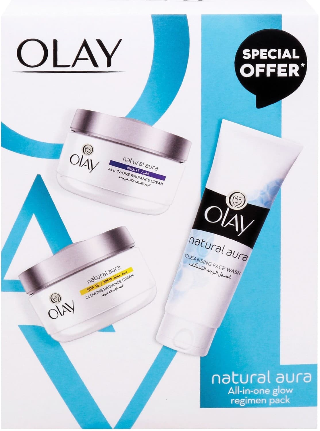 Olay Natural Aura Day Crm + Night Crm 50 g + Fw 100 mL
