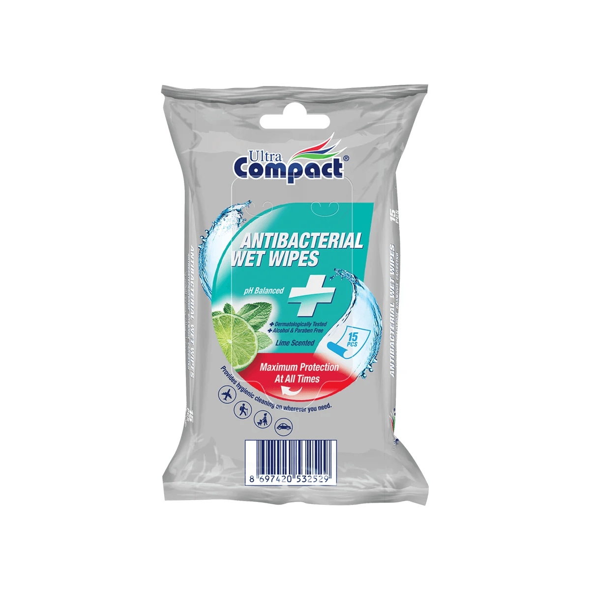 Ultra Compact Antibacterial Wet Wipes 15
