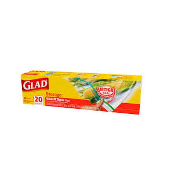 Glad Storage Zipper Bags Gallon 20 Pc