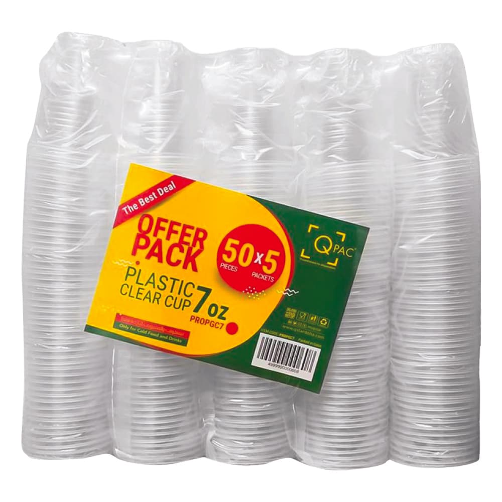 Q Pac Plastic Cup Clear 7 oz x 50 x 5 pc