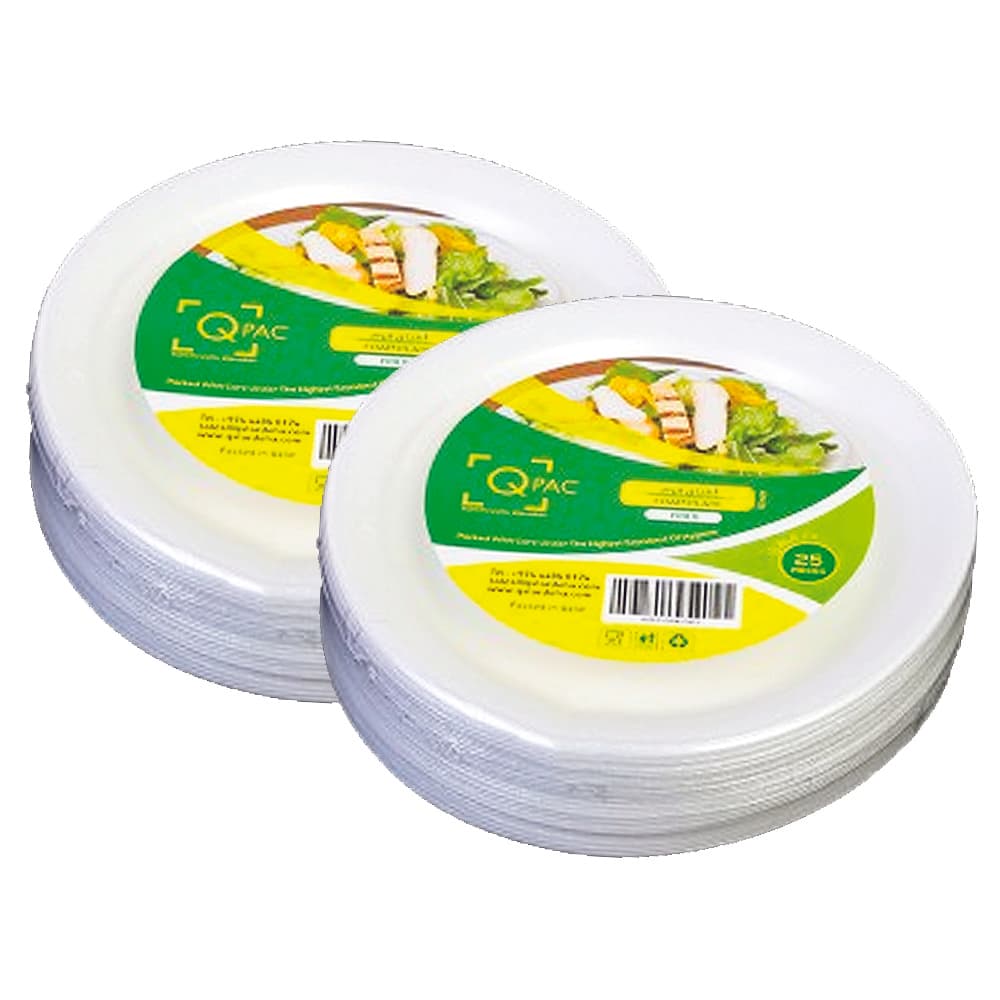Q Pac Plastic Plates 26cm 25 Pc X 2