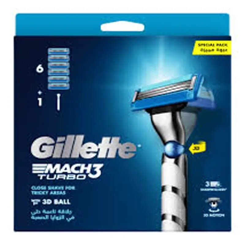 Gillette Mach3 Turbo Handle + 6 Catridge