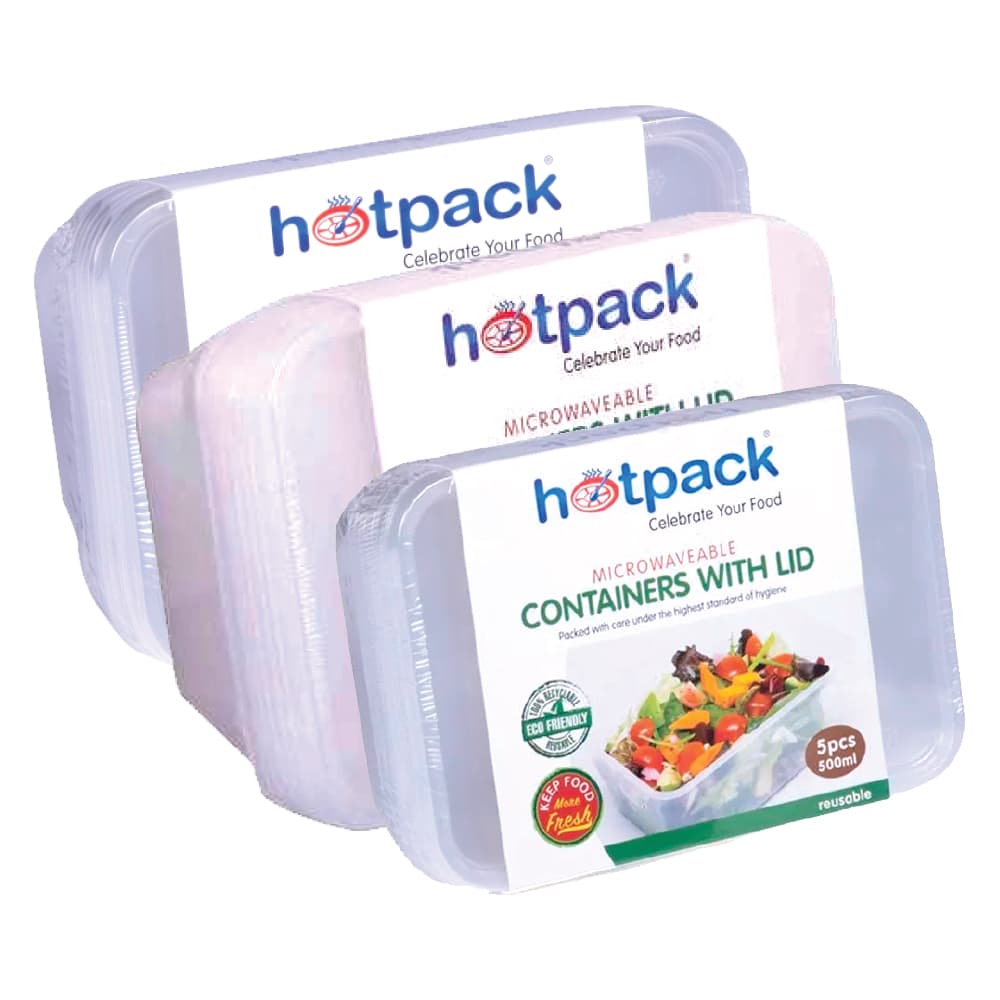 Hotpack Microwave Rect Contnr 500 mL + 750 mL + 1000 mL