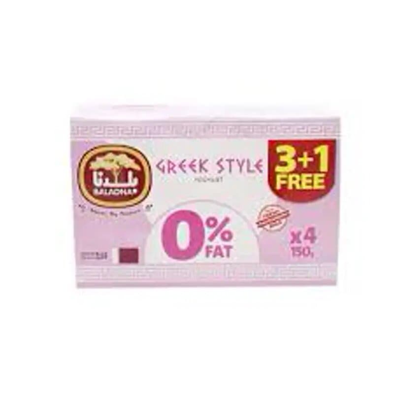 Baladna Plain Greek Yoghurt 0% Fat 150 g (3 Pc + 1)