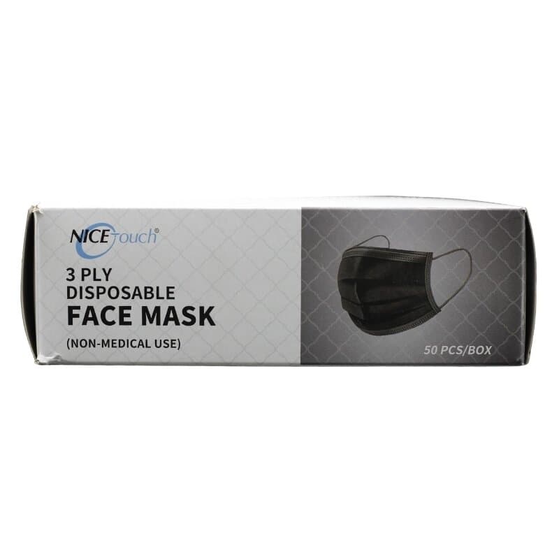 Nice Touch Face Mask Black 3 Ply 50 Pc