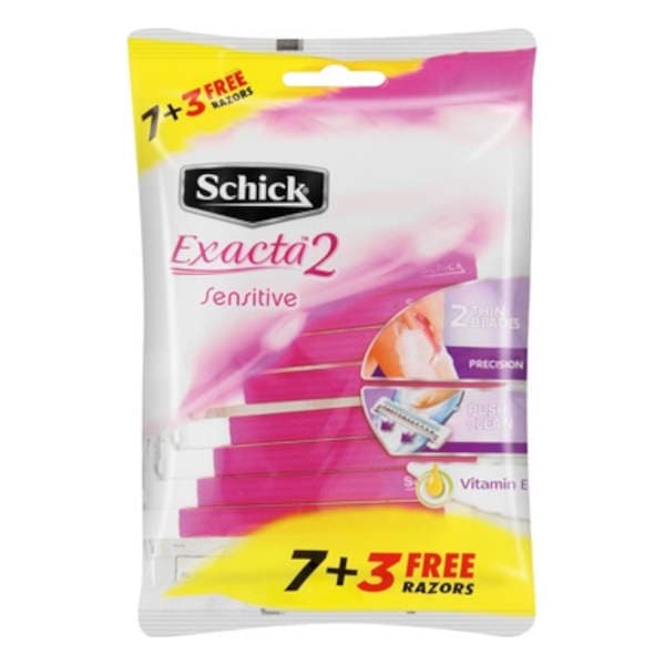 Schick Exacta Ii Pink Women Razor 7 + 3 Free