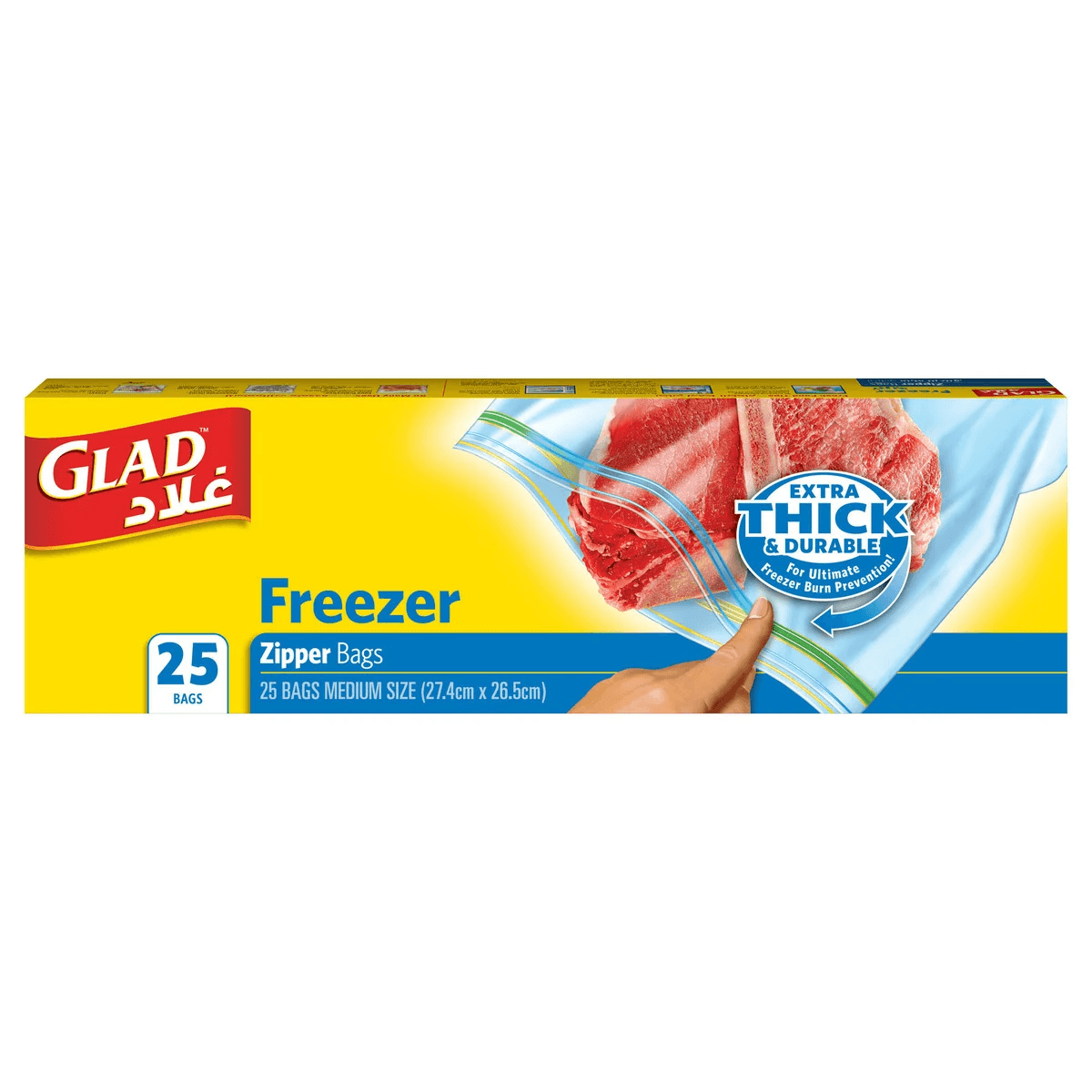 Glad Freezer Zipper Bags Gallon 25 Pc