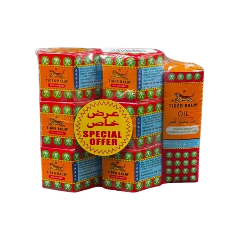 Tiger Balm Red 6 x 10 g + Tiger Balm Oil 15 mL Free