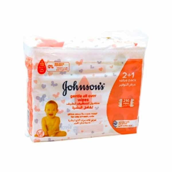 Johnson Baby Gentile Aloe Wipes 72 Pc 2 + 1