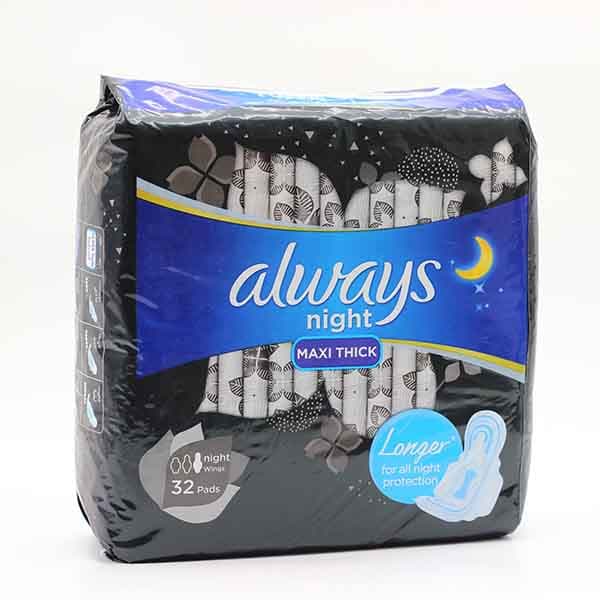 Always Maxi Thick Night Long Pads 32 Pc