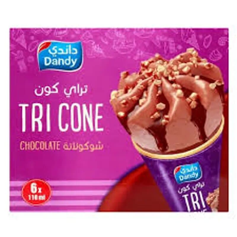 Dandy Tri Cone Ice Cream Chocolate 6 x 110 mL