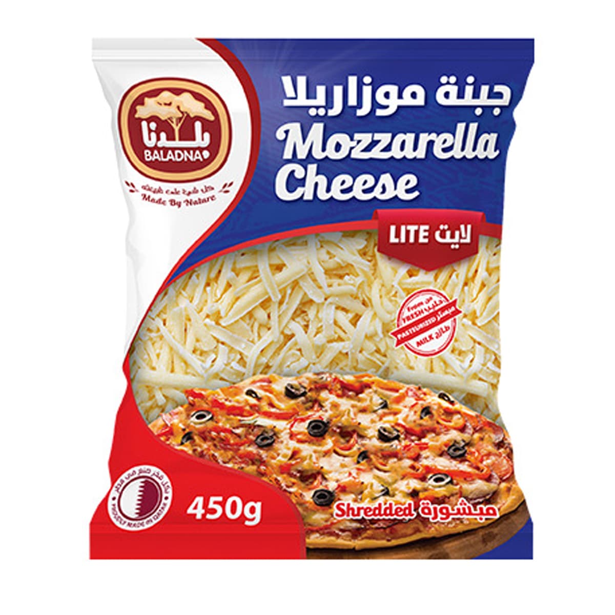 Baladna Shredded Mozzarella Cheese Lite 450 g
