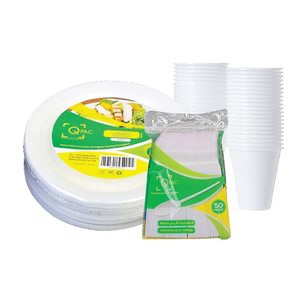 Qpac Dispossible Combo Set (plate + Cup + Spoon)