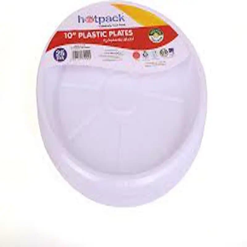 V-pack Plastic Plate 3 Compartment 10 inch 25 Pc