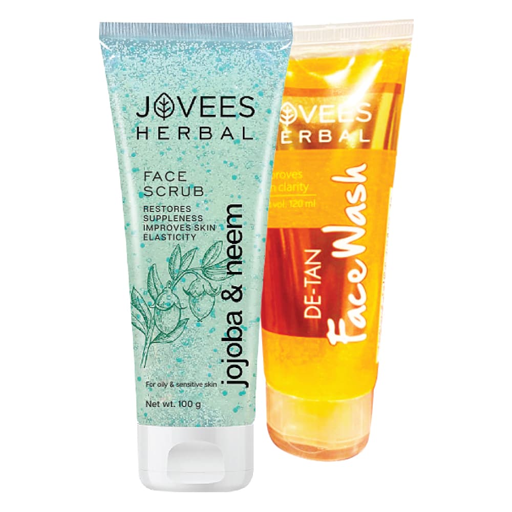 Jovees Scrub 100 g + Facewash 120 g Assorted Combo Pck