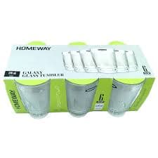 Homeway Glass Tumbler Crystal 6 Pcs Set-8 oz Hw 2959