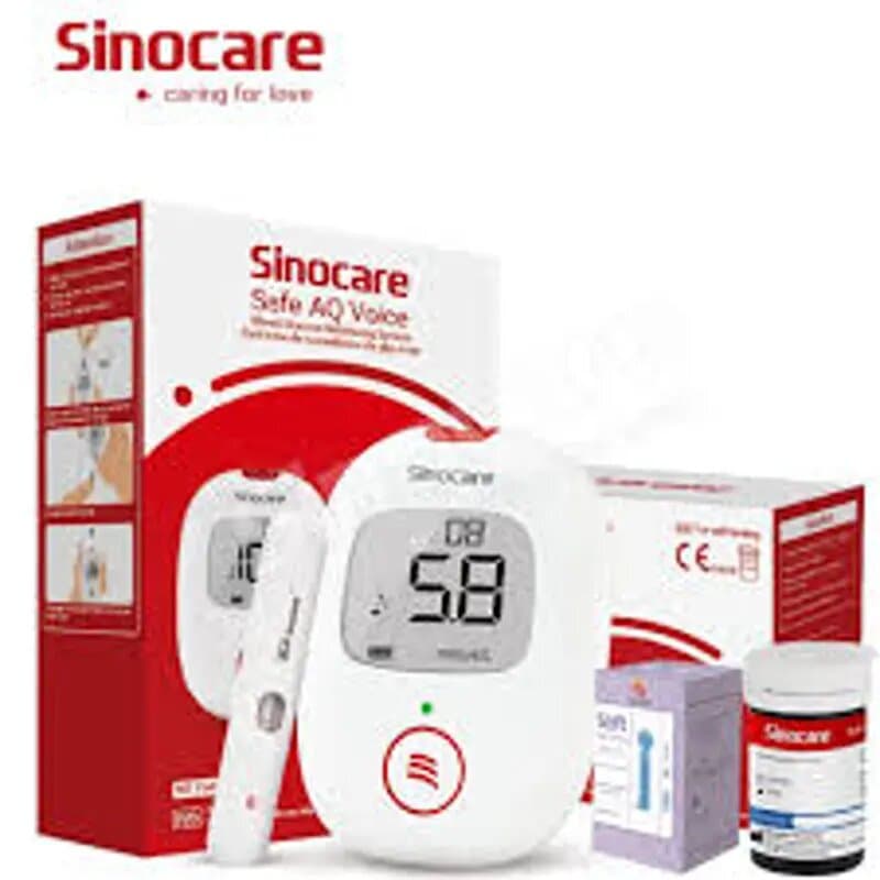 Sinocare Safe Aq Voice Glucometer + 50stps + Ld + 50 Lencet